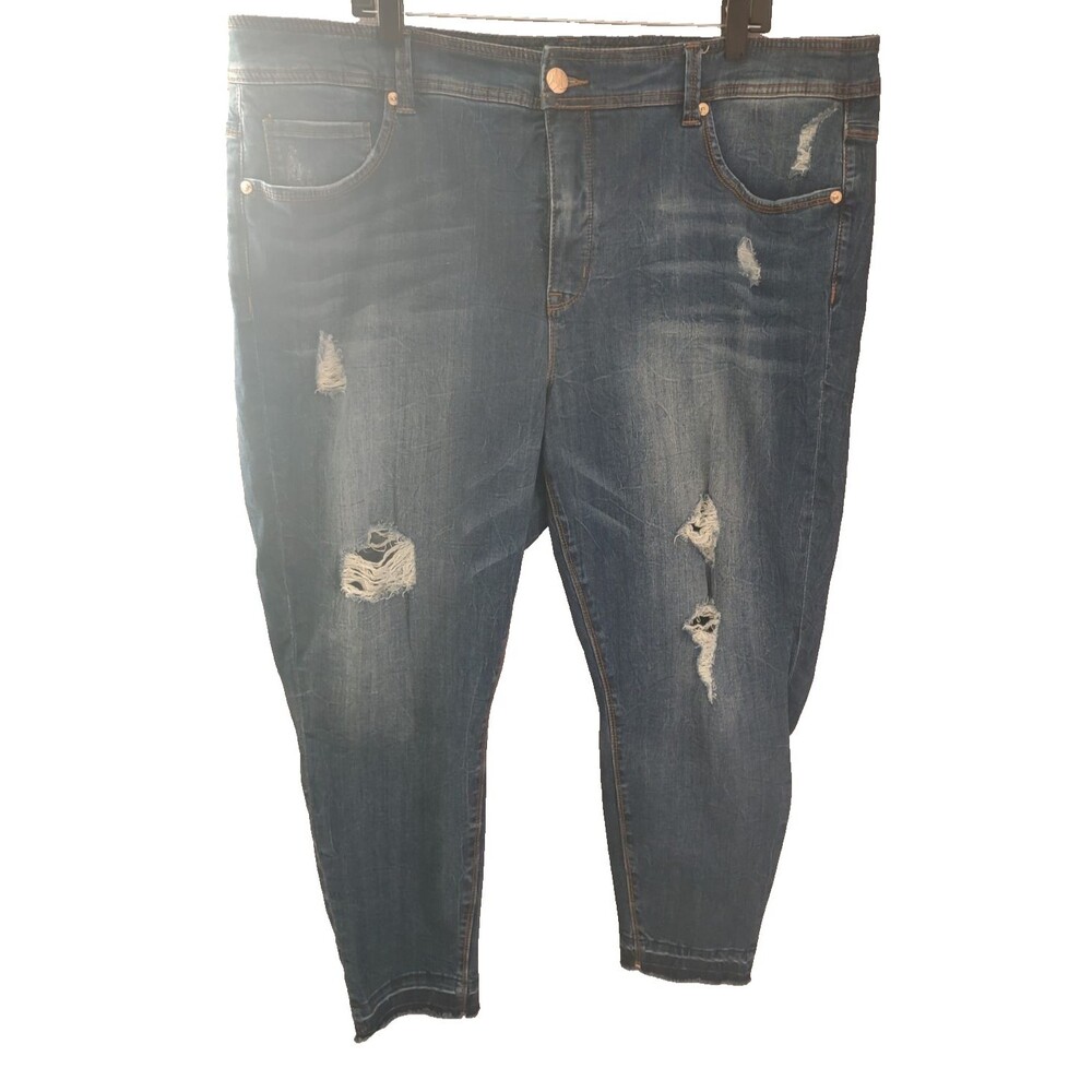 Seven7 x Melissa McCarthy Women's Distressed Pencil Jeans Size 22W - Picture 1 of 14